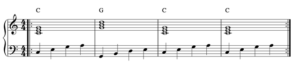 Four bars in the key of C major