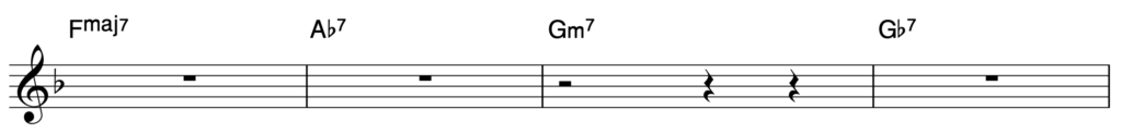 Our jazz turnaround now contains tritone substitutions.
