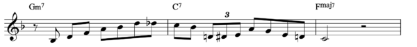 An example of how to solo through a II-V-I sequence with some added passing notes.